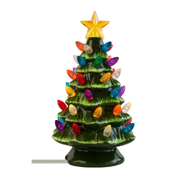 Small Vintage Ceramic Christmas Tree with MultiColor Lights and Clip