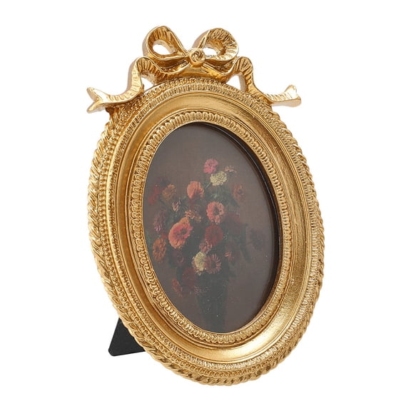 Small Vintage Round Picture Frame 3.745.31inch Gold Baroque Ornate Mini Frame Dark Goldenrod Photo Frames for Home Wedding Decor DIY