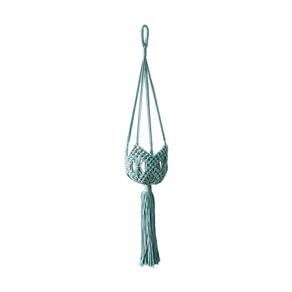 Small Wall Basket Hand Knotted Bohemian Hanging Fruit Basket with Tassels - Cotton Braided for Kitchen Storage, Onion Storage, Balcony, Windowsill Net Bag