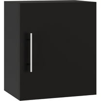 Small Wall Cabinet, 18" W x 12" D x 20" H Wooden Wall Mounted Storage Cabinet, 1 Door Cabinet with Soft Close and Metal Handle and Adjustable Shelf, for Kitchen, Garage, Laundry, Bathroom, Black