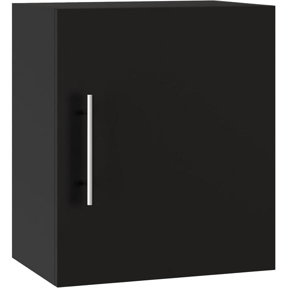 Small Wall Cabinet, 18" W x 12" D x 20" H Wooden Wall Mounted Storage Cabinet, 1 Door Cabinet with Soft Close and Metal Handle and Adjustable Shelf, for Kitchen, Garage, Laundry, Bathroom, Black