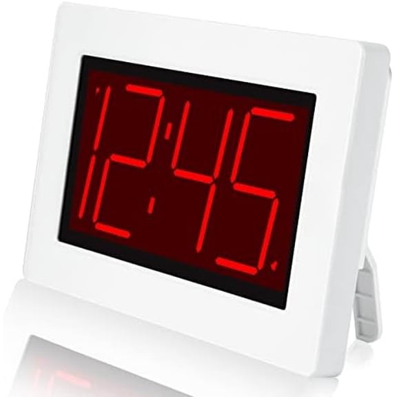 Small Wall Clock, Digital Alarm Clock, 8" Extra Large Display, 3" LED Digit Contantly Light Up, Battery Operated, Adjustable Brightness, Clock for Bedroom, Wall-Mounted/Table-top