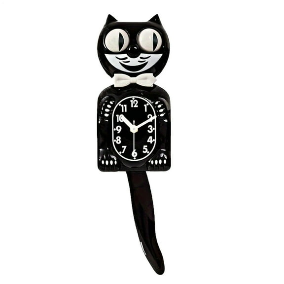 Small Wall Clock,Plastic Wall Clock With Swing Tail,4.4X15.5 Inches Cat-Shape Wall Clock For Living Room Bedroom Kitchen Home Décor,Battery Operated Wall Clock,Battery Not Included,Black