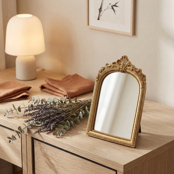 Small Wall Mirror, Gold Frame Mirror, decorative Mirror, 22X14 in Ornate Frame, 1 Pc, Wall decorations, French Country Wall decor, Home decor Bedroom, Gold Antique Mirror,