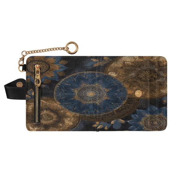 Small Wallet For Women Bifold Leather Pocket Coin Credit Card Holder With RFID Blocking A Boho-patterned Design