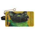 thumbnail image 1 of Small Wallet For Women Bifold Leather Pocket Coin Credit Card Holder With RFID Blocking Adorable Dark Cat, 1 of 6