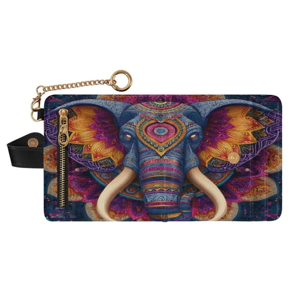 Small Wallet For Women Bifold Leather Pocket Coin Credit Card Holder With RFID Blocking An Elephant Head