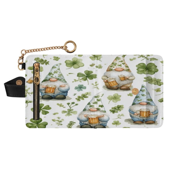 Small Wallet For Women Bifold Leather Pocket Coin Credit Card Holder With RFID Blocking Clover Patterns