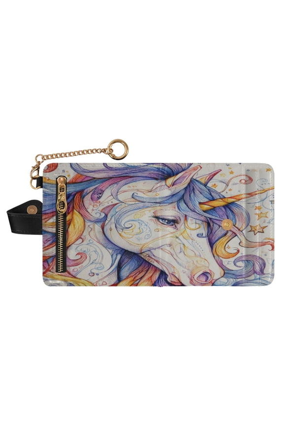 Small Wallet For Women Bifold Leather Pocket Coin Credit Card Holder With RFID Blocking Colorful Horse