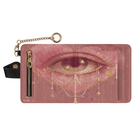 Small Wallet For Women Bifold Leather Pocket Coin Credit Card Holder With RFID Blocking Eye Within The Shape Of Heart