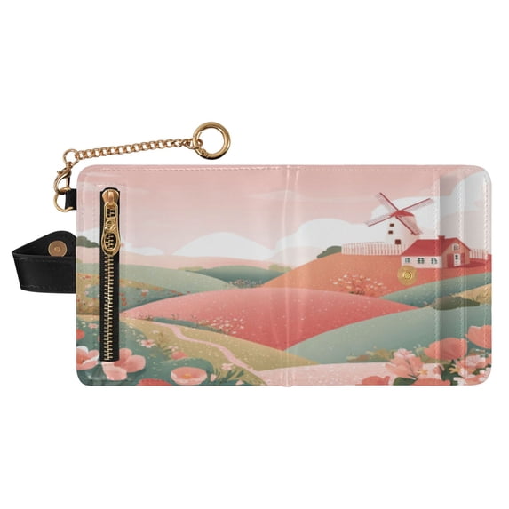 Small Wallet For Women Bifold Leather Pocket Coin Credit Card Holder With RFID Blocking Flat Illustration Of Spring