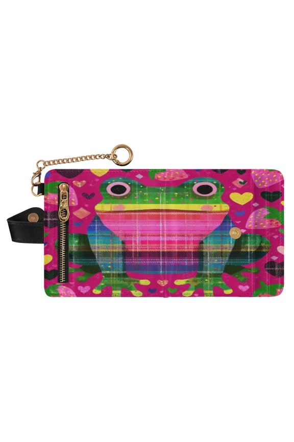 Small Wallet For Women Bifold Leather Pocket Coin Credit Card Holder With RFID Blocking Kawaii Frog