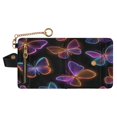 thumbnail image 1 of Small Wallet For Women Bifold Leather Pocket Coin Credit Card Holder With RFID Blocking Neon Butterflies, 1 of 6