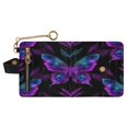 thumbnail image 1 of Small Wallet For Women Bifold Leather Pocket Coin Credit Card Holder With RFID Blocking Neon Purple and Blue Butterflies, 1 of 6