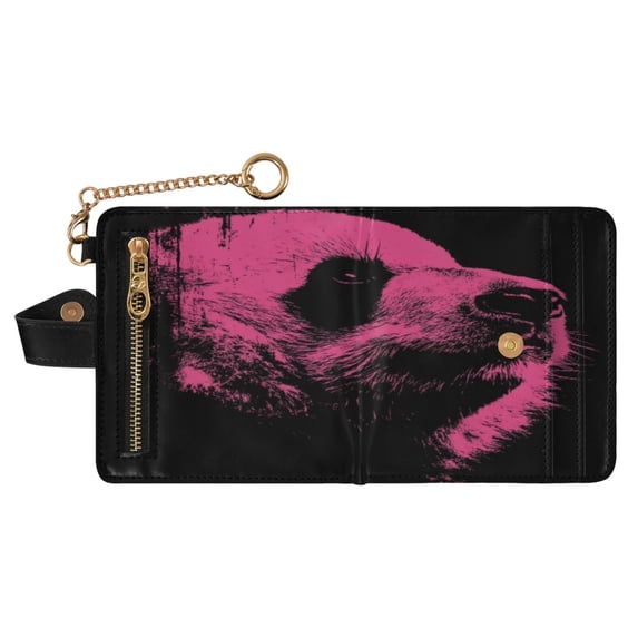 Small Wallet For Women Bifold Leather Pocket Coin Credit Card Holder With RFID Blocking Panda Side Face