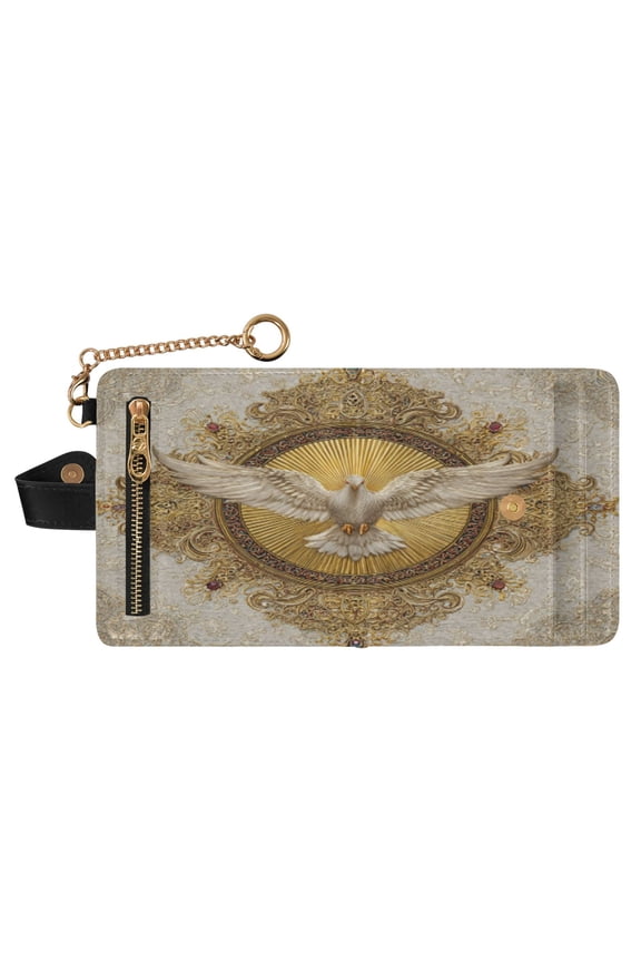 Small Wallet For Women Bifold Leather Pocket Coin Credit Card Holder With RFID Blocking Radiating Golden Light