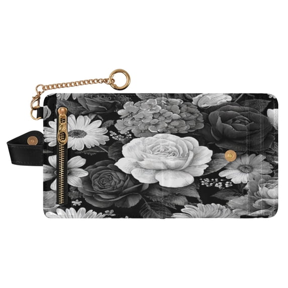 Small Wallet For Women Bifold Leather Pocket Coin Credit Card Holder With RFID Blocking Rose
