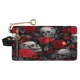 thumbnail image 1 of Small Wallet For Women Bifold Leather Pocket Coin Credit Card Holder With RFID Blocking Skulls&red Roses, 1 of 6