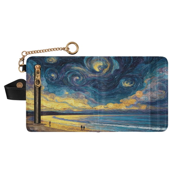 Small Wallet For Women Bifold Leather Pocket Coin Credit Card Holder With RFID Blocking The Sky Is Dotted with Stars