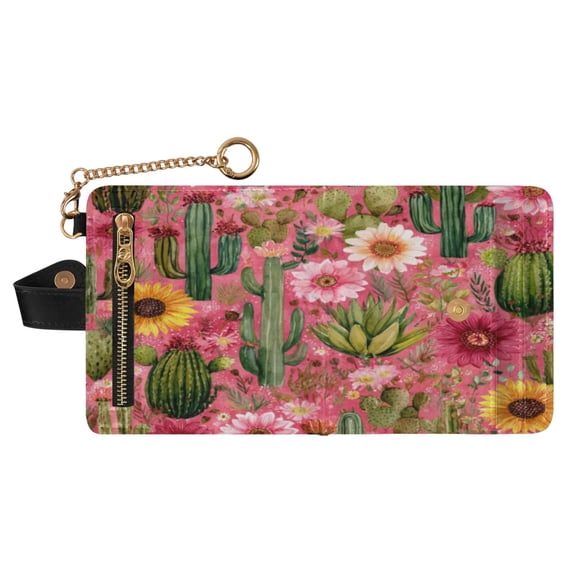 Small Wallet For Women Bifold Leather Pocket Coin Credit Card Holder With RFID Blocking Various Cacti