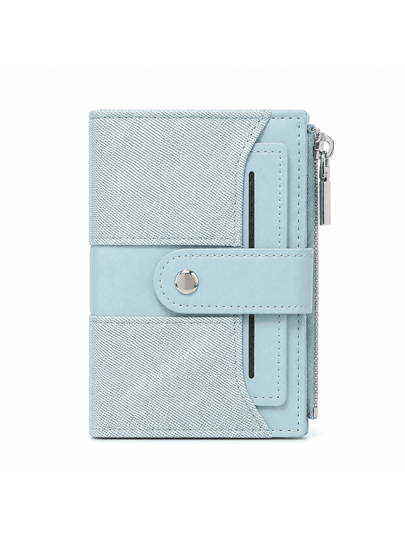 Small Wallet for Women, Compact PU Leather Bifold Card Holder Wallet with 23 Card Slots, Zipper Coin Pocket, Cash Compartment and Stylish Patchwork Design for Purse and Travel