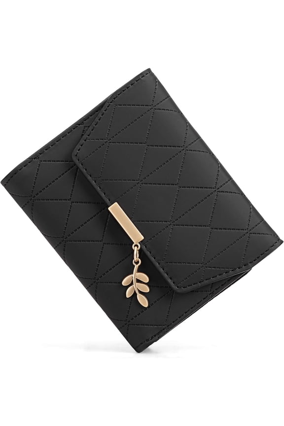 Small Wallet Women Leather RFID Blocking Card Holder Compact Wallets Zipper  Pocket with ID Window