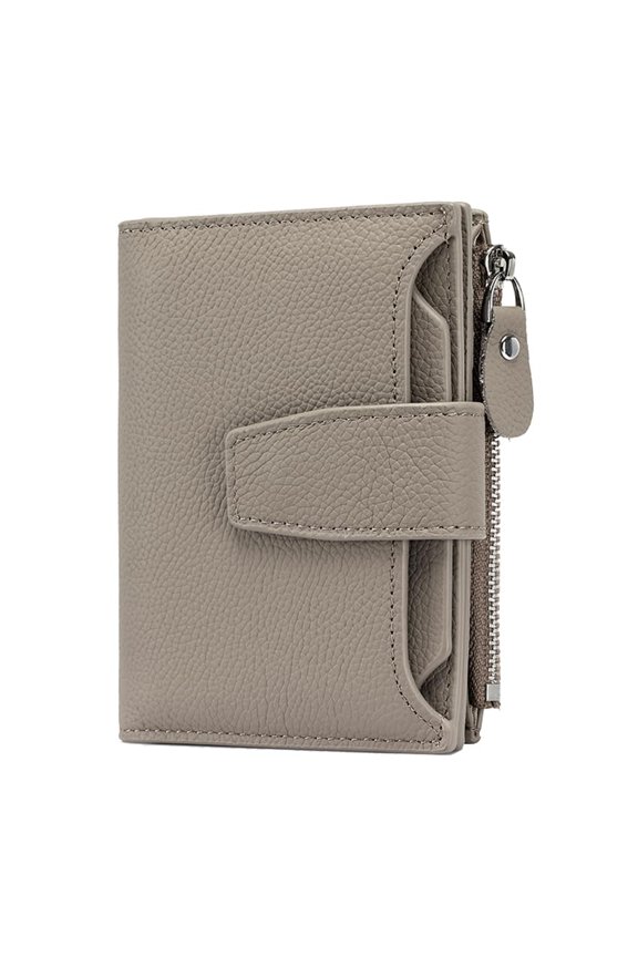 Small Wallet Women RFID Blocking Soft Leather Bifold Card Holder Zipper Coin Pocket with Removable ID Window.