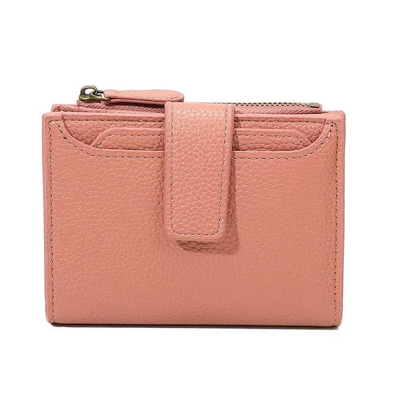 Small Wallet Women  Soft Leather Bifold Compact Card Holder Wallet for Women with Zipper Coin Pocket 4 ID Window