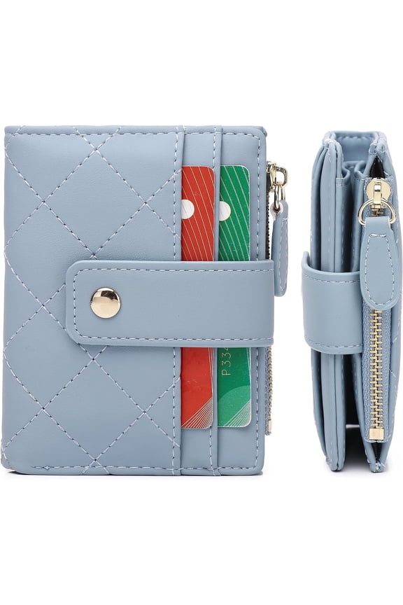 Small Wallet for Women,Leather Bifold Card Holder Ladies Wallets RFID Blocking Wallets Zipper Coin Pocket with ID Window(green)