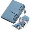 thumbnail image 1 of Small Wallet for Women Leather Bifold Compact RFID Blocking Small Womens Wallet（Light Blue）, 1 of 8