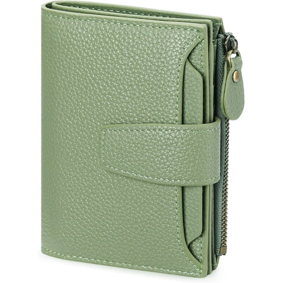 Small Wallet for Women Leather Bifold Compact RFID Blocking Small Womens Wallet Purse-Ac-Light green