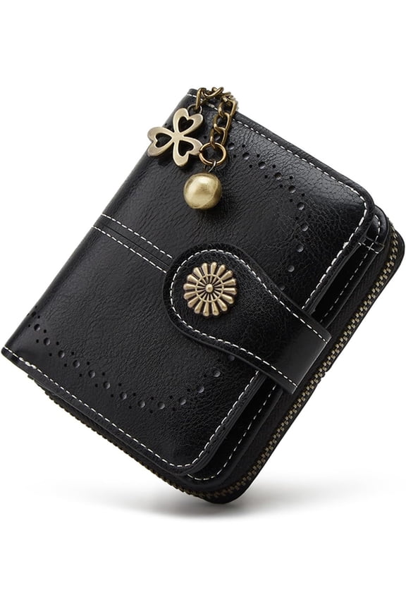 Small Wallet for Women Leather Bifold Compact RFID Blocking with Zipper  Pocket