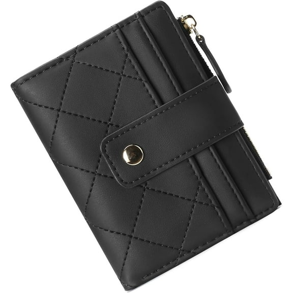Small Wallet for Women Leather Card Holder Bifold Compact Wallets Purse With Zipper Coin Pocket