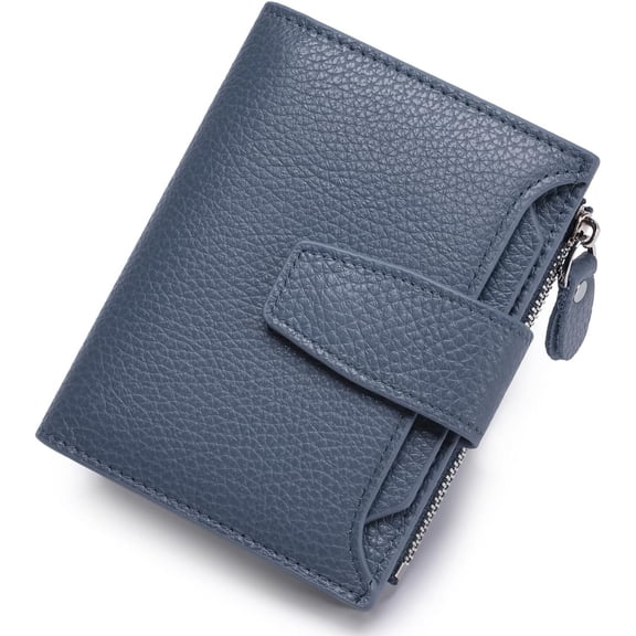 Small Wallet for Women RFID Blocking Bifold Leather Wallet Compact Card Holder with Zipper Coin Pocket & 4 ID Windows