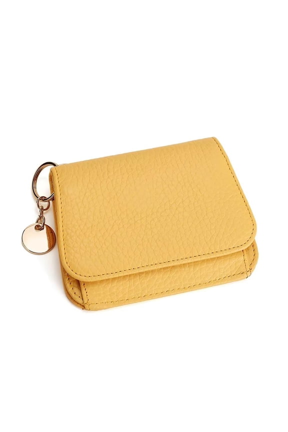 Small Wallet for Women RFID Blocking Genuine Leather Card Case Slim Tri-Fold Wallet with Zipper Pocket and Keychain