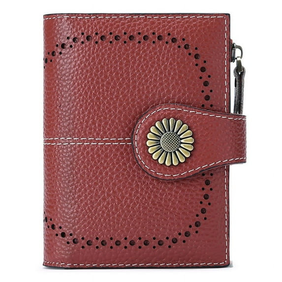 Small Wallet for Women RFID Blocking Genuine Leather Wallet Bifold Purse Zipper Coin Pocket Credit Card Holder with ID Window