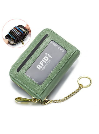 RFID Blocking Credit Card Holder For Women Zipper Leather Card Small Wallet  US