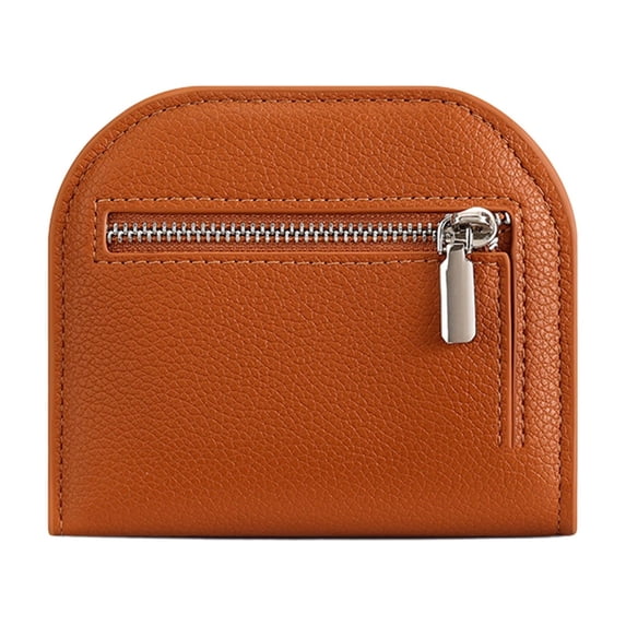 Small Wallet for Women, Short Foldable with ID Window, Credit Card Slots & Zippered Coin Pocket (Brown)
