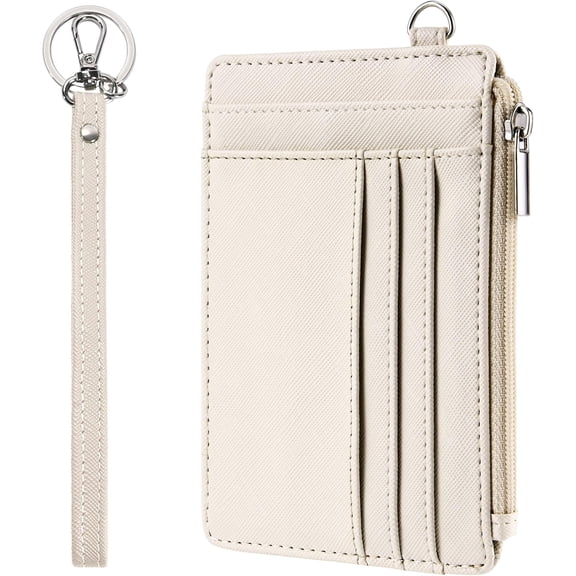 Small Wallet for Women Slim Wristlet  Wallets RFID Credit Card Holder With Zipper Pocket, ID Window (Beige)