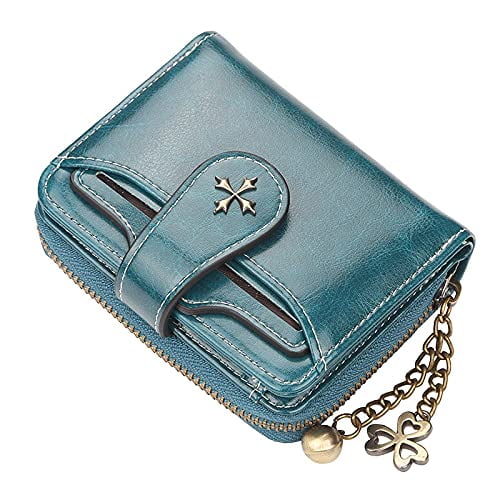 Small Wallet for Women Zip Bifold Vintage Wallet Goth Purse Mini Leather Cash Wallets with Zipper Coin Pocket (Pink,Small)