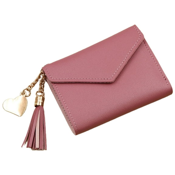 Small Wallets For Women Coin Purse Zipper Id Card Holder - dark pink