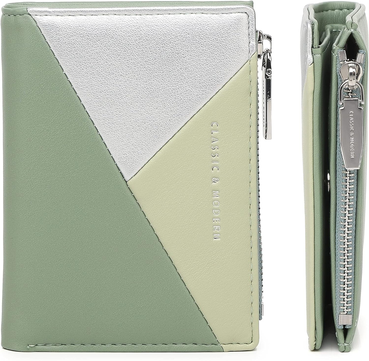 Small Wallets For Women Leather Bifold Slim Zipper Wallet Ladies Credit ...