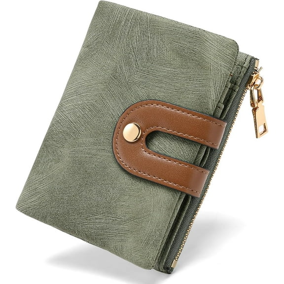 Small Wallets for Women Leather Bifold RFID Blocking Card Holder Compact Wallet Women with Zipper Coin Pocket