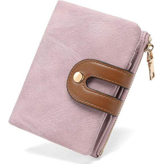 Small Wallets for Women Leather Bifold RFID Blocking Card Holder Compact Wallet Women with Zipper Coin Pocket