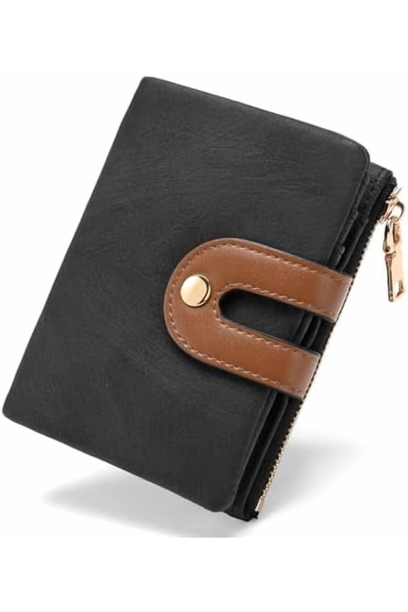Small Wallets for Women Leather Bifold RFID Blocking Card Holder Compact Wallet Women with Zipper Coin Pocket
