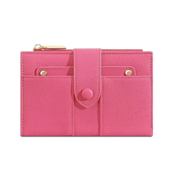 Small Wallets for Women Leather RFID Blocking Bifold Double Zipper Pockets Wallet Card Case Purse with 2 ID Windows