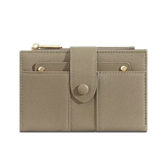 Small Wallets for Women Leather RFID Blocking Bifold Double Zipper Pockets Wallet Card Case Purse with 2 ID Windows