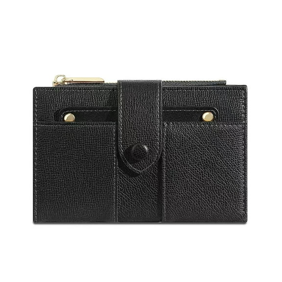 Small Wallets for Women Leather RFID Blocking Bifold Double Zipper Pockets Wallet Card Case Purse with 2 ID Windows