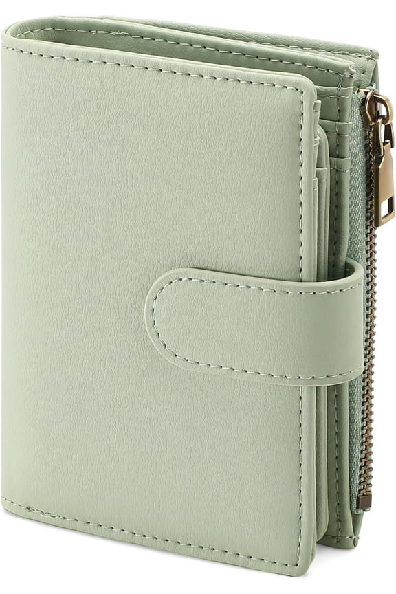 Small Wallets for Women Leather RFID Blocking Bifold Zipper Pocket Wallet Card Case Purse with ID Window