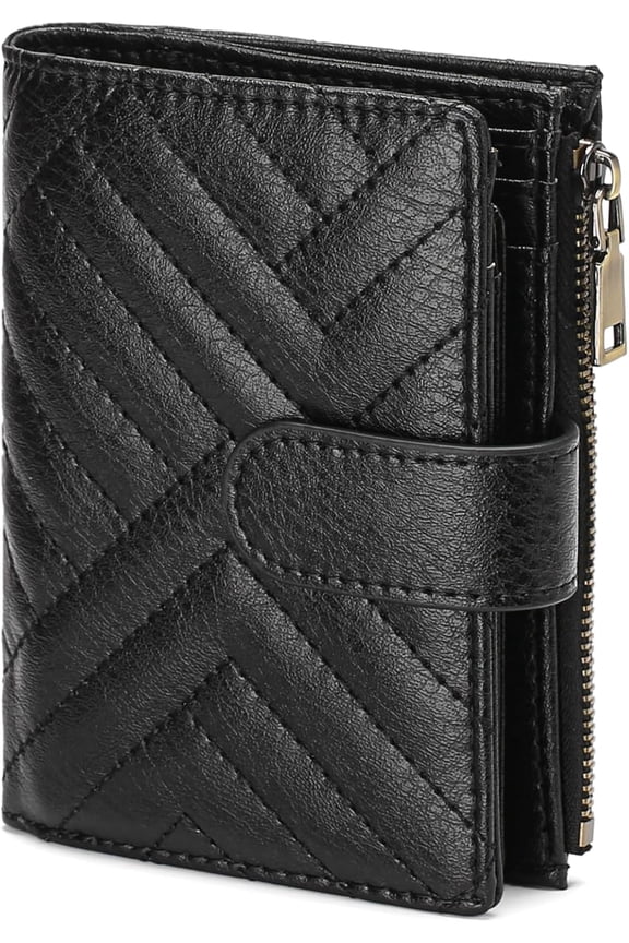 Small Wallets for Women Leather RFID Blocking Bifold Zipper Pocket Wallet Card Case Purse with ID Window